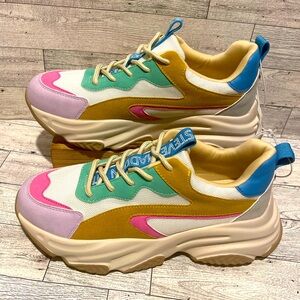 Steve Madden Acers White / Multi Chunky Platform Sneakers Women’s Size 8 New